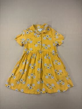 dip Girls Eco Friendly Yellow Daisy Collar Dress for Girls Size Small 6 - 7